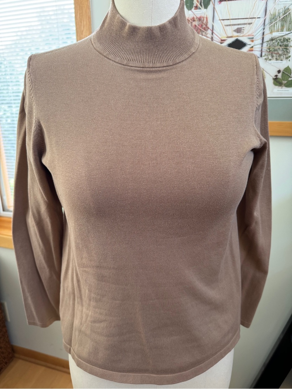 Pendleton Taupe Silk & Cotton Turtleneck Sweater